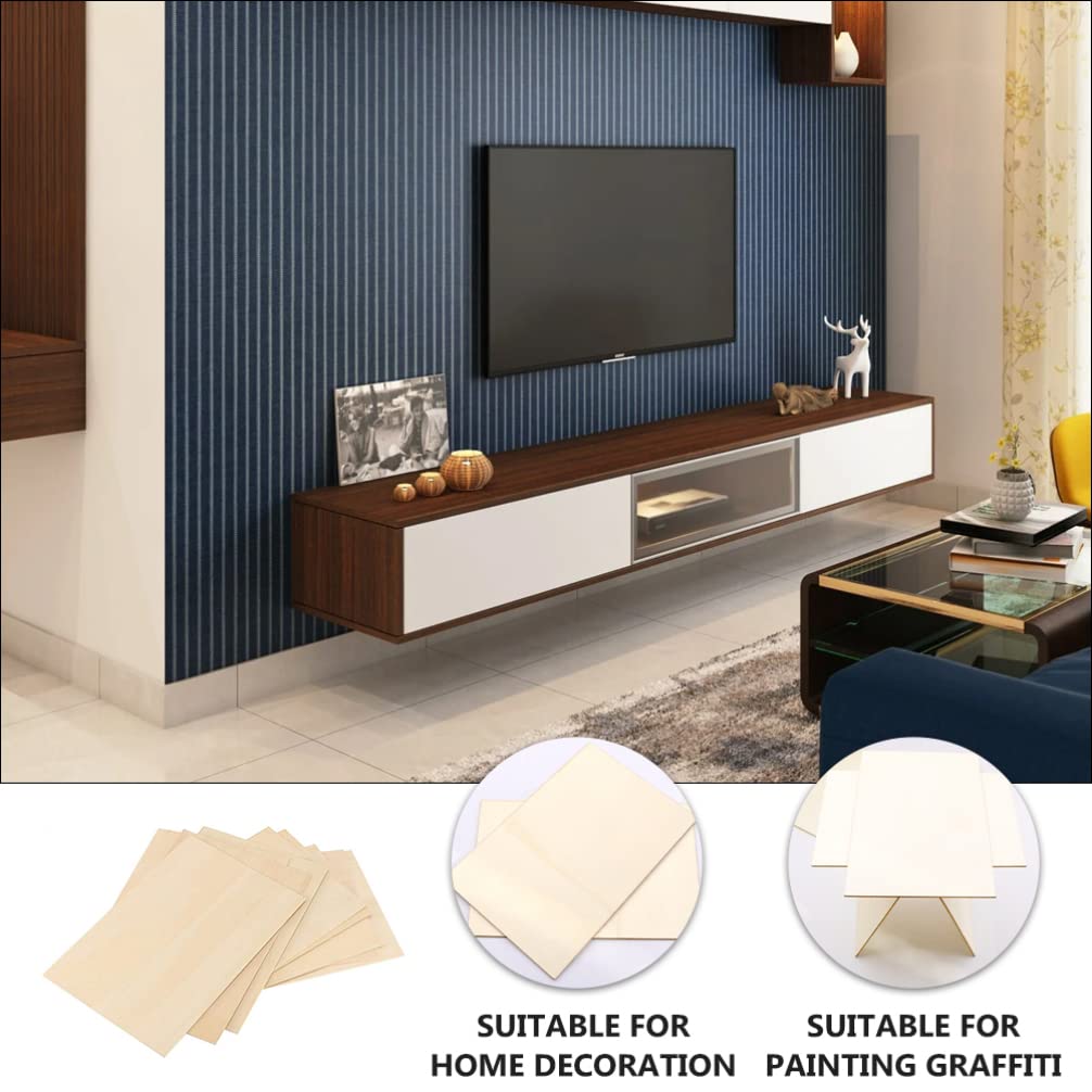 Sewroro 10pcs Pieces Rectangular Veneer Wooden Square Coasters Rectangular Wood Chips Balsa Wood DIY Wood Planks Wood Board Home Decoration Sewroro