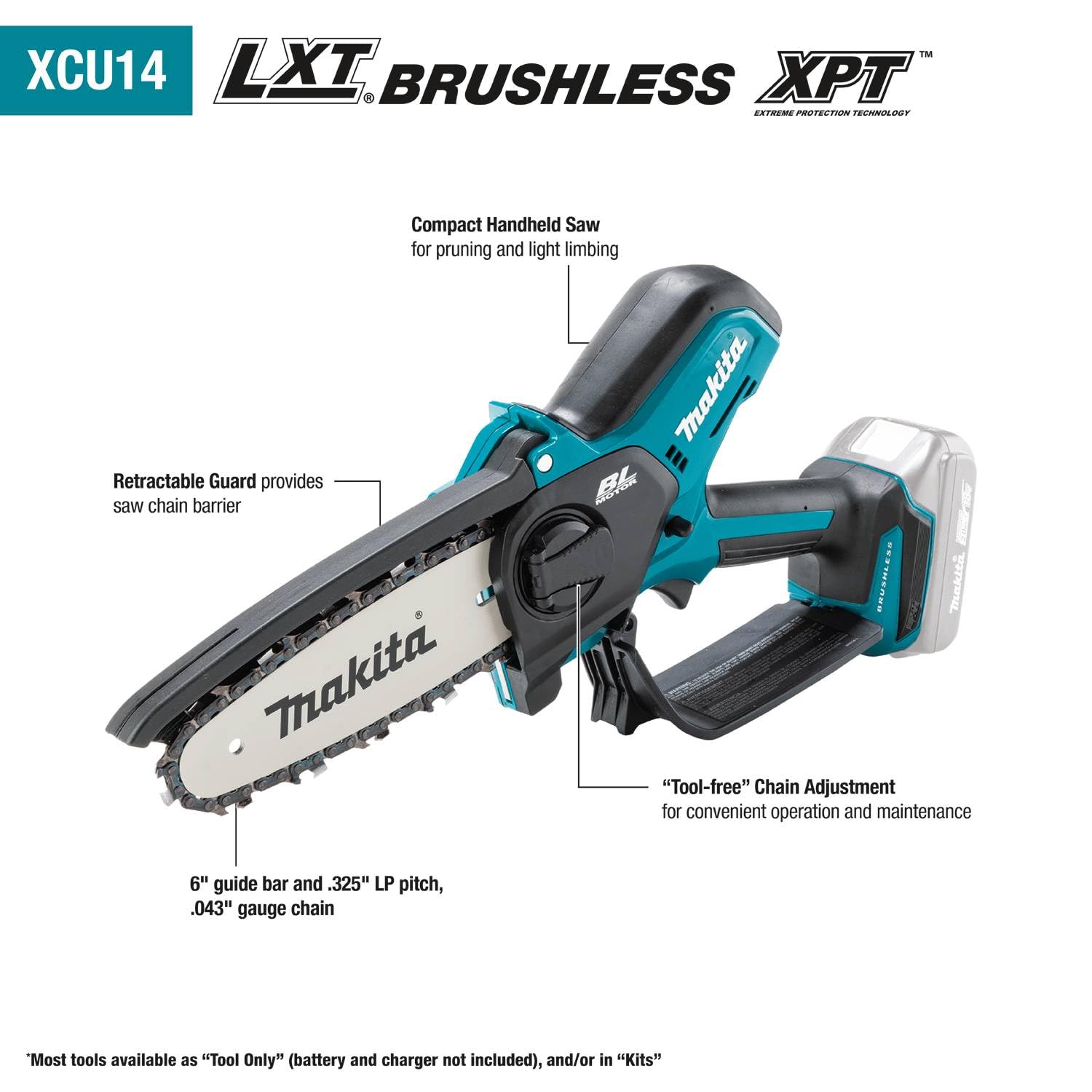 Makita XCU14Z 18V LXT® Lithium-Ion Brushless Cordless 6" Pruning Saw, Tool Only Makita