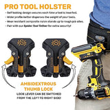 Spider Tool Holster - Pro Tool Holster + Two Driver Pins - Upgraded, Self Locking Multi Tool Holder with Ambidextrous Thumb Lock - Compatible with Spider