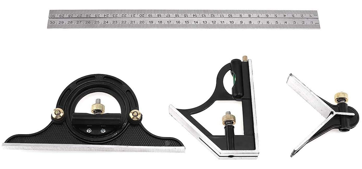 Square Angle Ruler,3Pcs/Set 300mm Stainless Steel t Square Ruler Adjustable Sliding Combination Square Square Ruler & Protractor Level Measure - WoodArtSupply