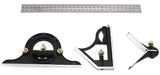 Square Angle Ruler,3Pcs/Set 300mm Stainless Steel t Square Ruler Adjustable Sliding Combination Square Square Ruler & Protractor Level Measure Terizger