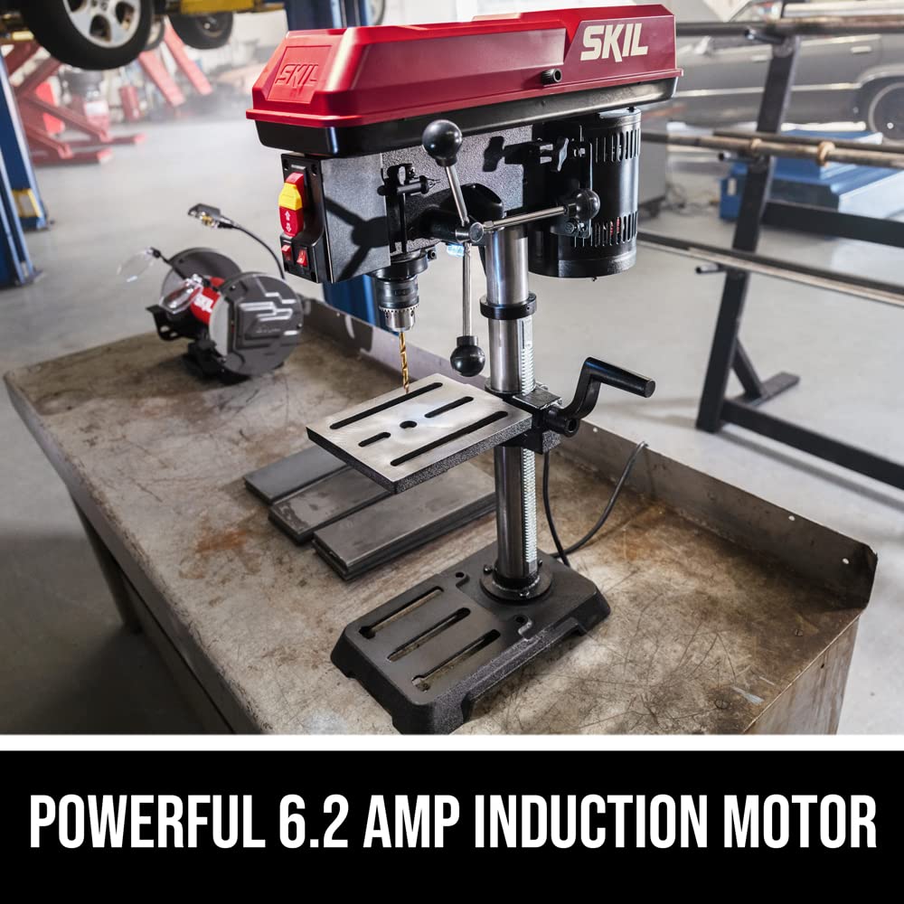 SKIL 6.2 Amp 10 In. 5-Speed Benchtop Drill Press with Laser Alignment & Work Light - DP9505-00 - WoodArtSupply