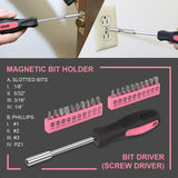 DNA MOTORING 39-Piece Household Tool Set General Repair Small Hand Tool Kit Storage Case for Home Garage Office College Dormitory Use, Pink, DNA MOTORING