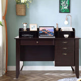 Tangkula Computer Desk with 4 Storage Drawers & Hutch, Home Office Desk Vintage Desk with Storage Shelves, Wooden Executive Desk Writing Study Desk Tangkula