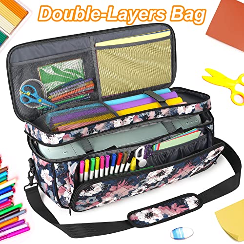 Double-Layer Carrying Case for Cricut Maker 3, Maker, Explore Air 2, Explore 3, Die Cut Machine, Water Resistant Carrying Bag with Cutting Mat - WoodArtSupply