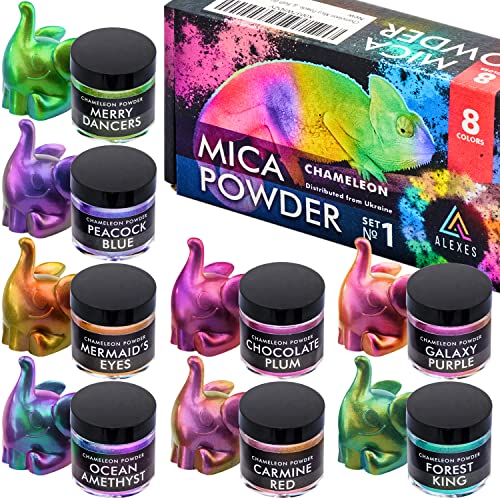 Chameleon Mica Powder – Epoxy Resin Color Pigment Powder - Color Shift Mica Powder - Epoxy Resin Pigment Powder 8 Colors Jars Set 1 – Chameleon ALEXES