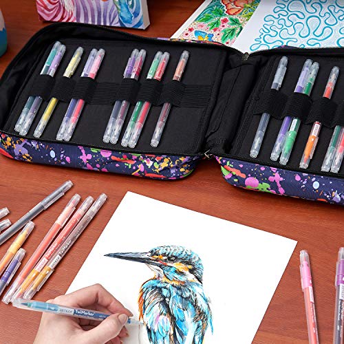 ARTEZA Pencil Case Organizer, 64 Elastic Slots, Paint Splatter Pattern, Large Capacity, Holds Up to 205 Pencils, Pens, and Markers ARTEZA