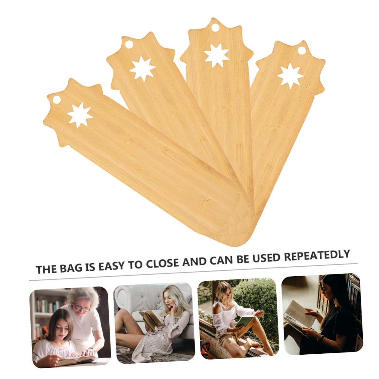 FUNOMOCYA 4pcs Bamboo Bookmark Wooden Bookmark Student Unfinished Wood Bookmarks Fruitmark Acrylic Bookmark Blanks Bag Hanging Pendant Crafts for FUNOMOCYA