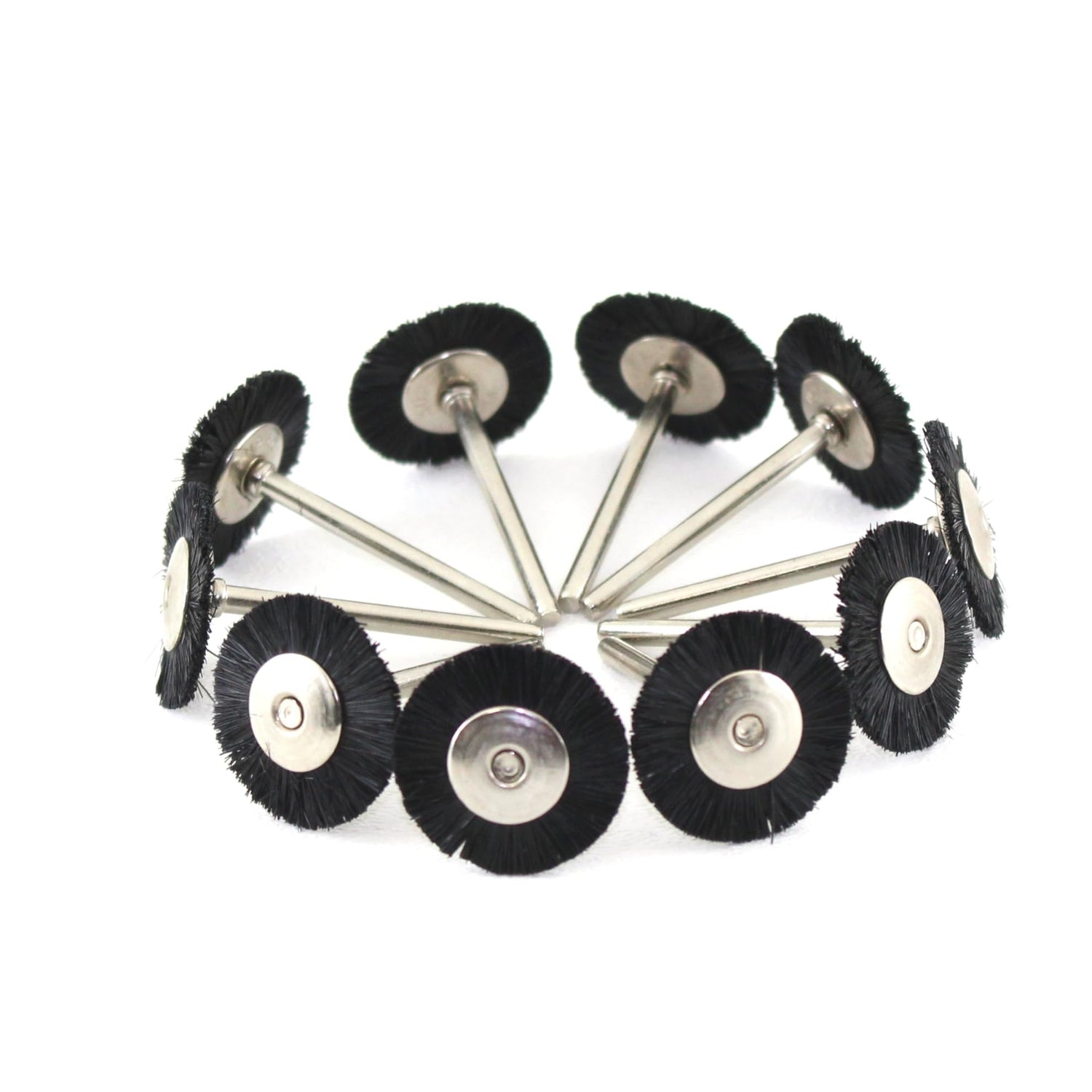 TEMO 10 pc Nylon Plastic Bristle 3/4 Inch Flat Wire Brush #403 1/8 Inch Shank for Dremel Rotary Tools - WoodArtSupply