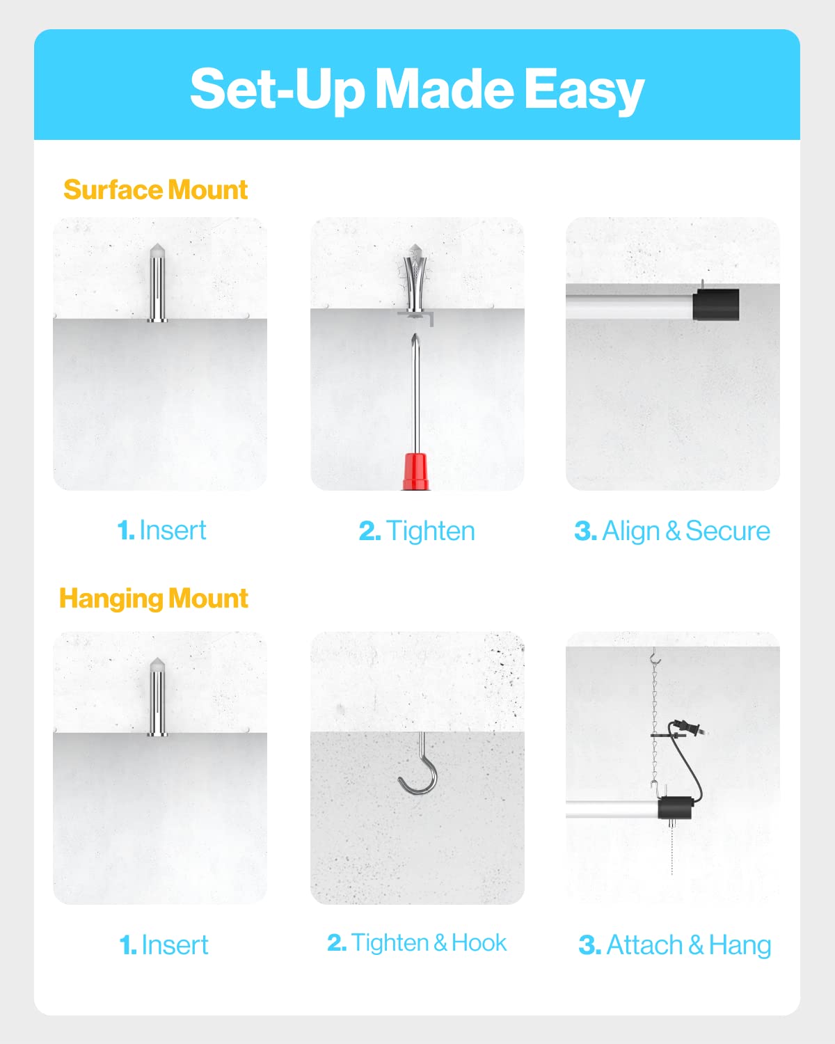 Sunco Lighting 2 Pack LED Workshop Garage Black Shop Light 4FT, Plug in Linkable Utility Light Fixtures, 260W=40W, 5000K Daylight, Frosted Lens, Pull Sunco Lighting