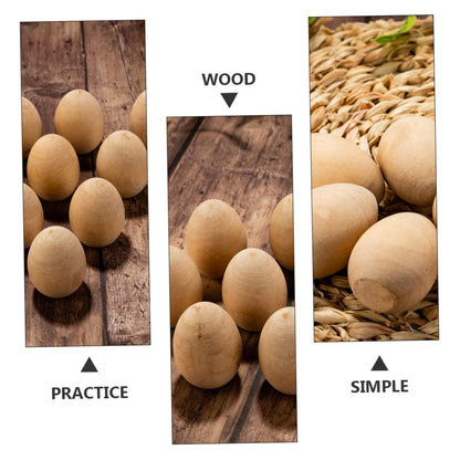 VILLCASE 20pcs Easter Eggs Kids Educational Toy Easter Simulation Eggs Wood Eggs for Crafts DIY Easter Crafts Easter Egg Decoration unpainted Blank - WoodArtSupply