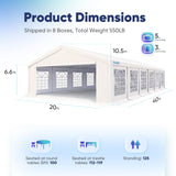 Quictent 20x40 Party Tent Heavy Duty Upgrade PVC Fire Retardent Vinyl Outdoor Gazebo Wedding Canopy Carport Shelter BBQ Tents with 6 Removable Quictent
