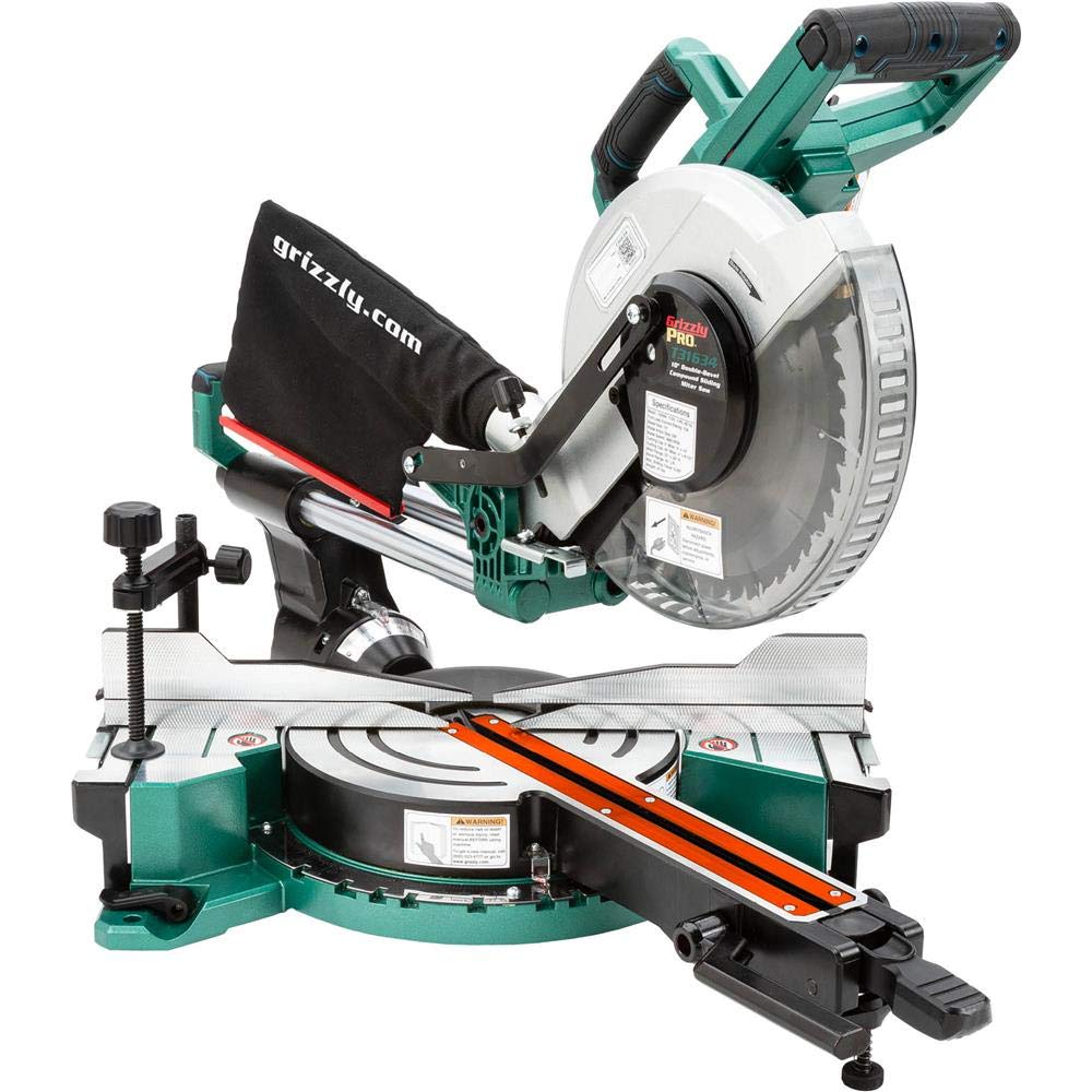 Grizzly PRO T31634-10" Double-Bevel Sliding Compound Miter Saw - WoodArtSupply