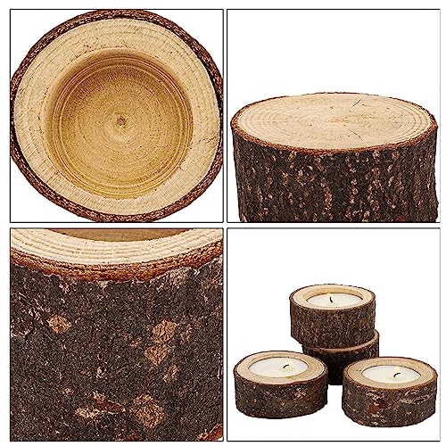 LUNKUIVY 30 Pack Wooden Tealight Candle Holders Wood Votive Candle Holders for Home Wedding Halloween Christmas Party and Festival Decoration LUNKUIVY