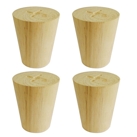 Btibpse 50x35x60mm Wooden Furniture Legs Cone Shaped Wooden Feets for Cabinets Sofa Table Set of 4 Btibpse
