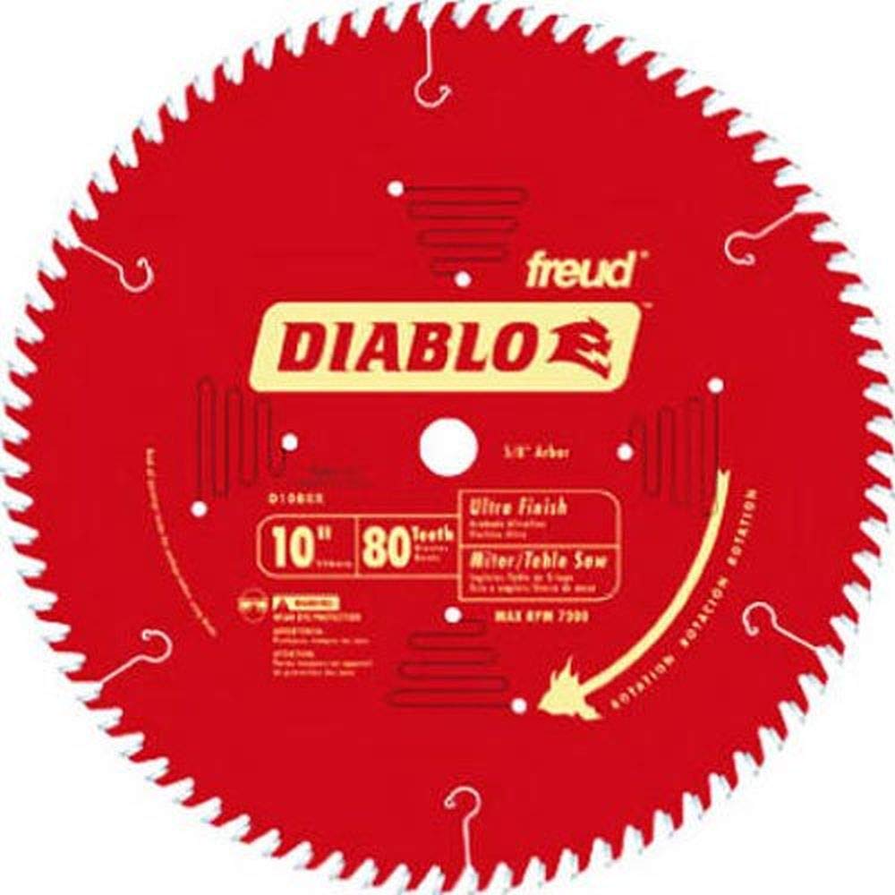 Freud D1080X Diablo 10" 80-tooth ATB Saw Blade w/5/8" Arbor&PermaShield Coating - WoodArtSupply