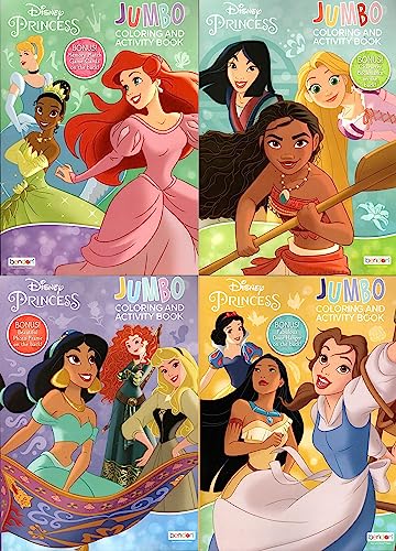 Disney Princess Coloring Book Set for Kids - Bundle with Activities, Stickers, and Games Featuring Disney Princesses Cinderella, Rapunzel, Ariel, More
