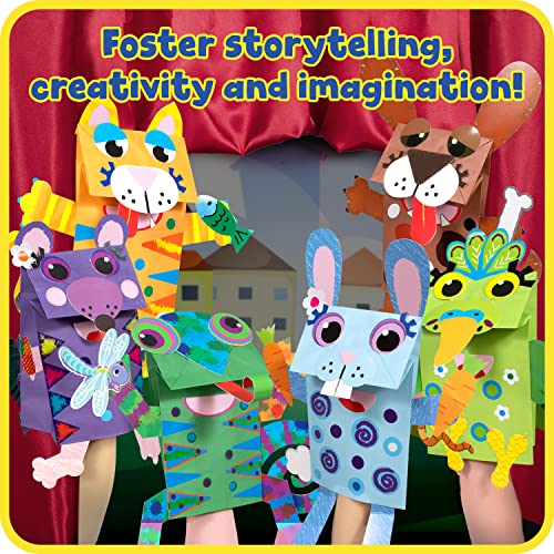 READY 2 LEARN Paper Bag Puppet Pets - 238 Pieces - 6 Animals - Puppet Making Kit for Kids Ages 3-5 - Inspire Creativity, Storytelling and Role Play READY 2 LEARN
