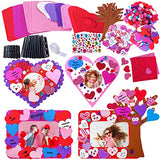 Winlyn 12 Sets Valentine's Day Craft Kits DIY Foam Valentine Picture Photo Frames Art Sets Foam Frames Tree of Hearts Smile Face Hearts Owl Hearts Winlyn