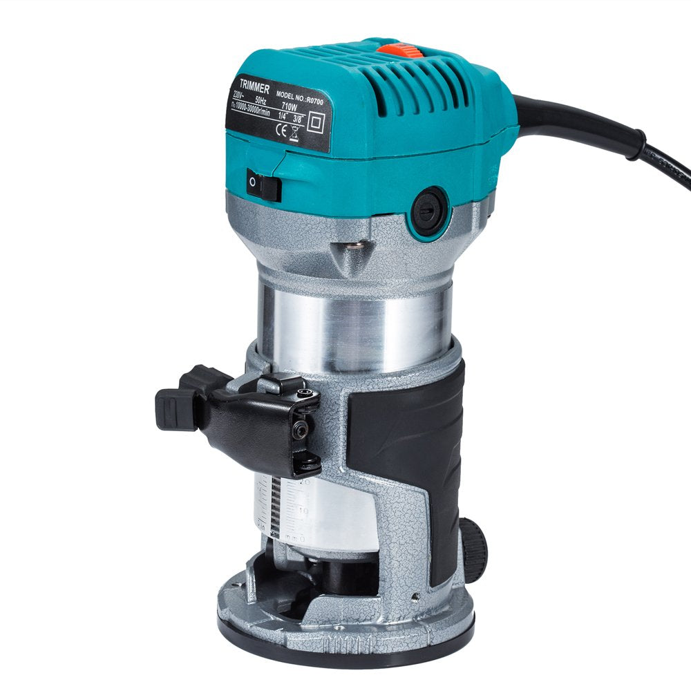 Anesty Compact Router with Trimmer/Fixed Base, Variable Speed Trim Router Palm Router Laminate Trimmer, 1/4" 710W Electric Wood Router Tool Kit with Anesty
