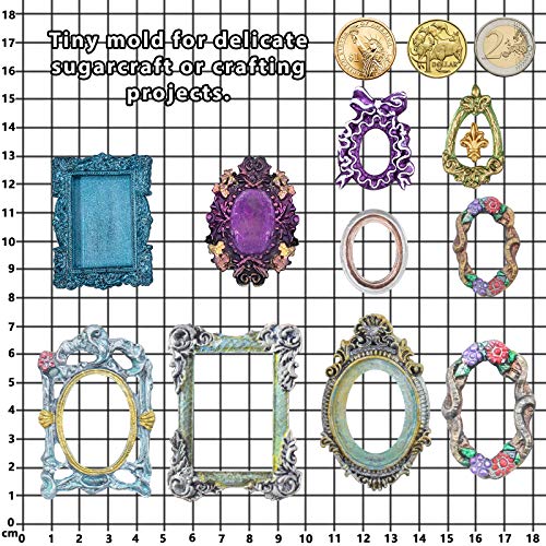 FUNSHOWCASE Vintage Frame Silicone Molds 6 Bundle Set 12-Cavity, for Sugar Paste, Chocolate, Fondant, Resin, Polymer Clay, Gumpaste, Wax FUNSHOWCASE
