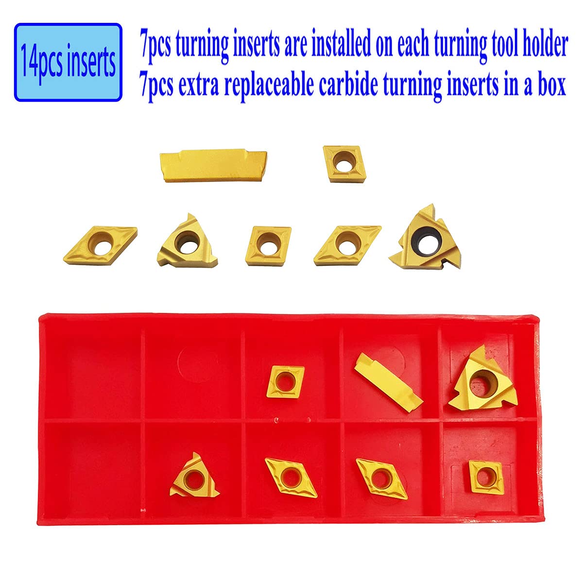 ASZLBYM 21PCS 1/2"/12mm Shank Indexable Carbide Lathe Turning Insert Tool Holder Bit Set for Turning Grooving Threading Boring with Indexable Carbide ASZLBYM