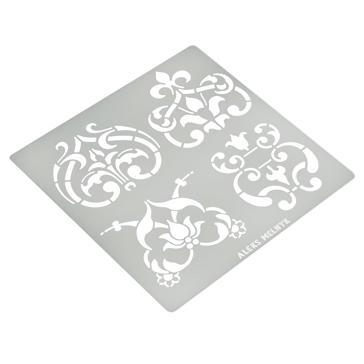 Aleks Melnyk No.342 Metal Stencil, Swirls, Ornaments, Flowers Vine, Patterns, Small Stencil, 1 PC, Template for Wood Burning, Engraving, Crafting, - WoodArtSupply