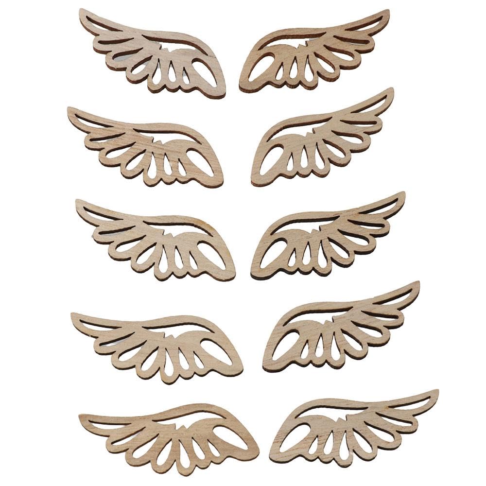 hobbyhub 80 Pcs Unfinished Angel Wings Shape Wooden,4 Styles Blank Wood Slices for DIY Painting Home Decor - WoodArtSupply