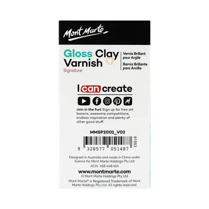 Mont Marte Clay Varnish Gloss Signature 4.05oz (120ml) Clay Sculpture Sealant, Glossy Clay Varnish, Varnish for Polymer or Air Hardening Clay, Clear - WoodArtSupply