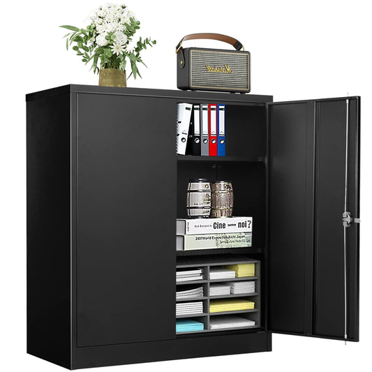 Pataku Metal Storage Cabinet, Garage Cabinet with Doors and Shelves 42" Hx32 Wx16 D, Steel Lockable File Cabinet for Office, Home, Garage, Basement, - WoodArtSupply