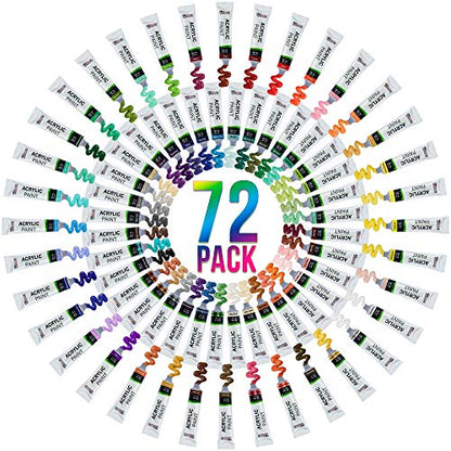 U.S. Art Supply Professional 72 Color Set of Acrylic Paint in Large 18ml Tubes - Rich Vivid Colors for Artists, Students, Beginners - Canvas Portrait