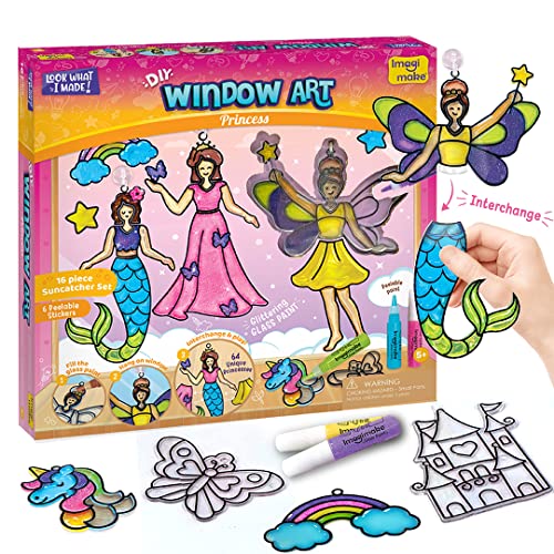 Imagimake Window Art Princess | Suncatcher Kit | Arts and Crafts for Kids Ages 6-8 | Girls Toys Age 6-8 | Unicorn Gifts for Girls Age 6-8 | 7 Year - WoodArtSupply