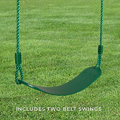 Backyard Discovery Durango All Cedar Classic Swing Set, 2 Pinch Free Belt Swings, Easy Assembly, Durable, Water Resistant, Steel Corner Supports, 2 - WoodArtSupply