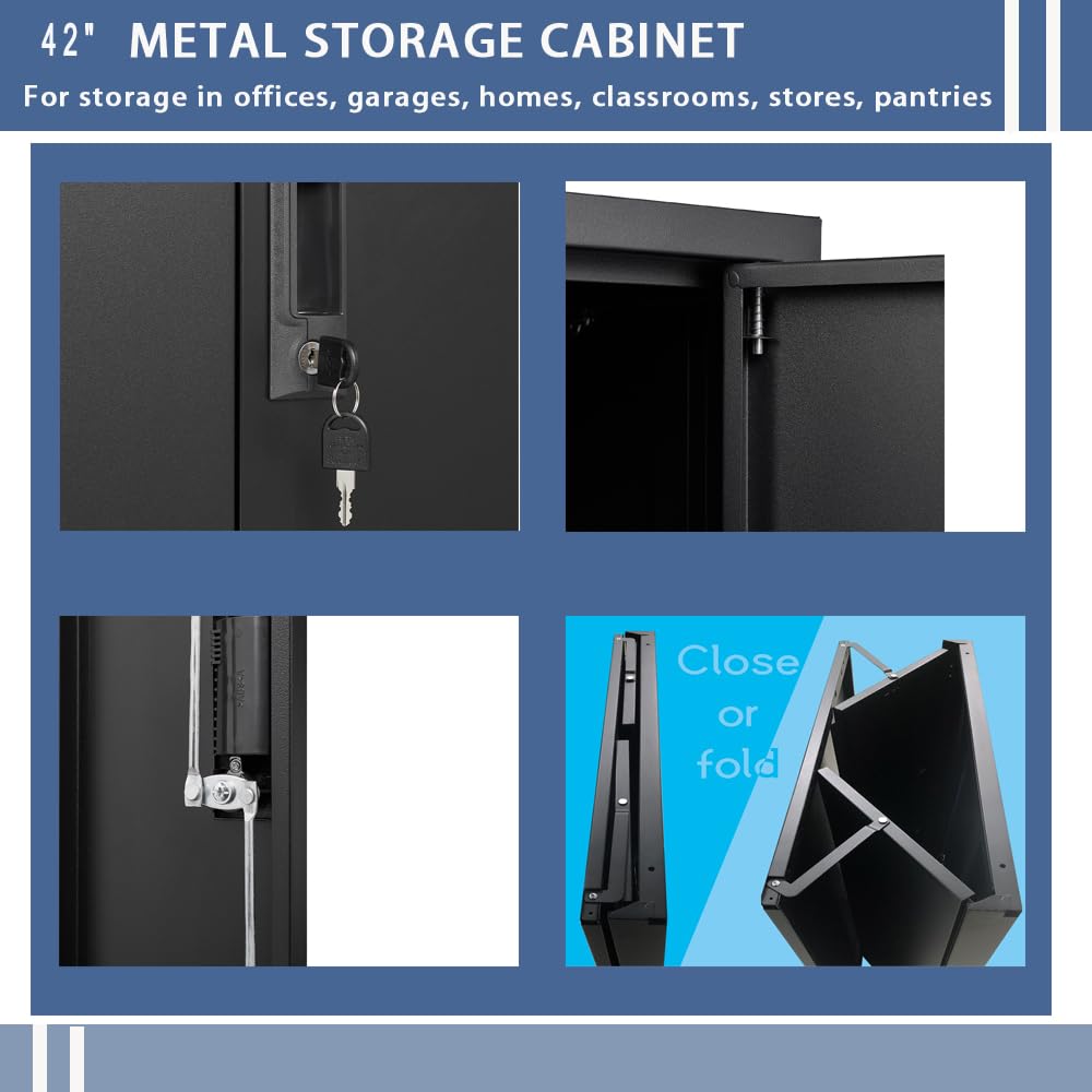 Anwick Metal Storage Cabinet with Locking Doors and 2 Adjustable Shelves, Small Lockable Steel Utility Cabinets for Home Office Garage Basement Anwick