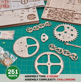 Wood Trick Pendulum Wall Clock Kit Wooden 3D Puzzles for Adults and Kids to Build - 3D Wall Clock Mechanical Model - 42x12 in - Engineering DIY Wood Trick