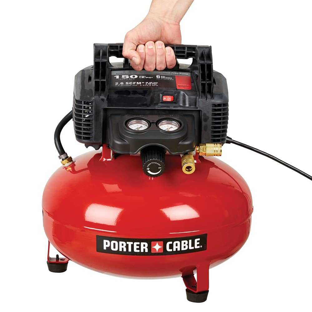 PORTER-CABLE Air Compressor, 6-Gallon, Pancake, Oil-Free (C2002-ECOM) - WoodArtSupply