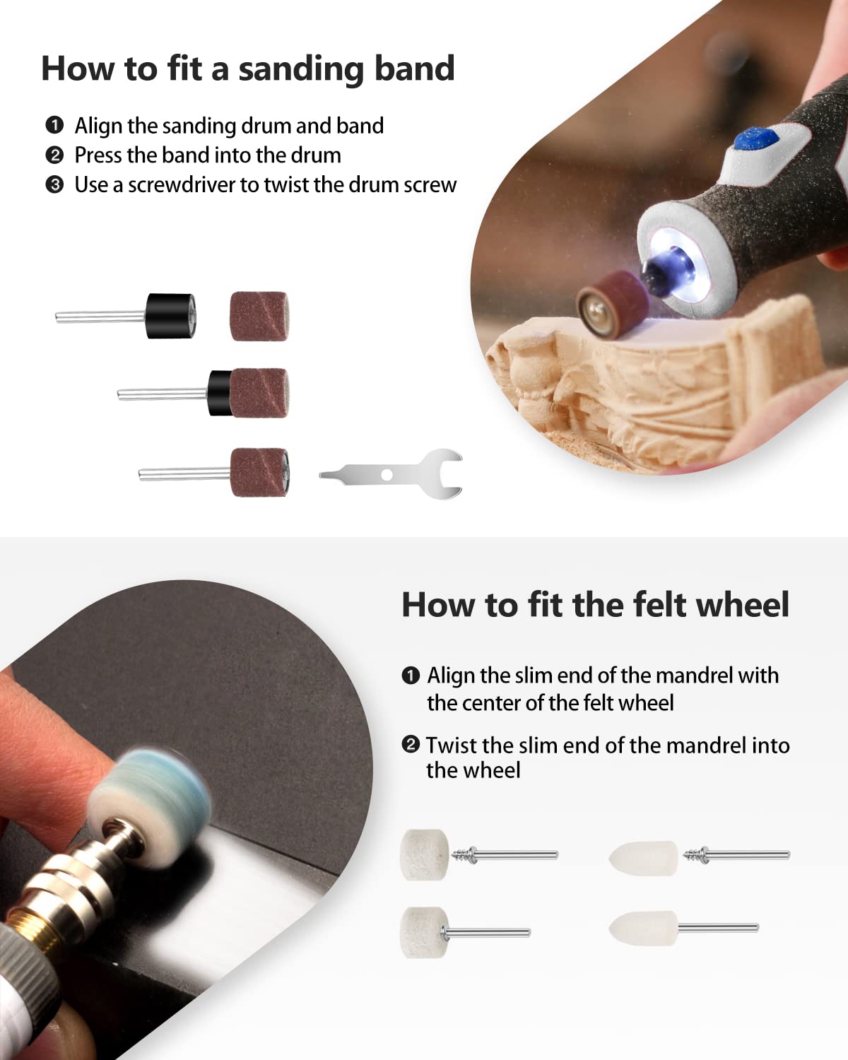 AVID POWER Cordless Rotary Tool 2.0 Ah 8V Rechargeable Rotary Tool, 4 Front LED Lights, 5 Speeds, 60 Pcs Rotary Tool Accessories with Bag for AVID POWER