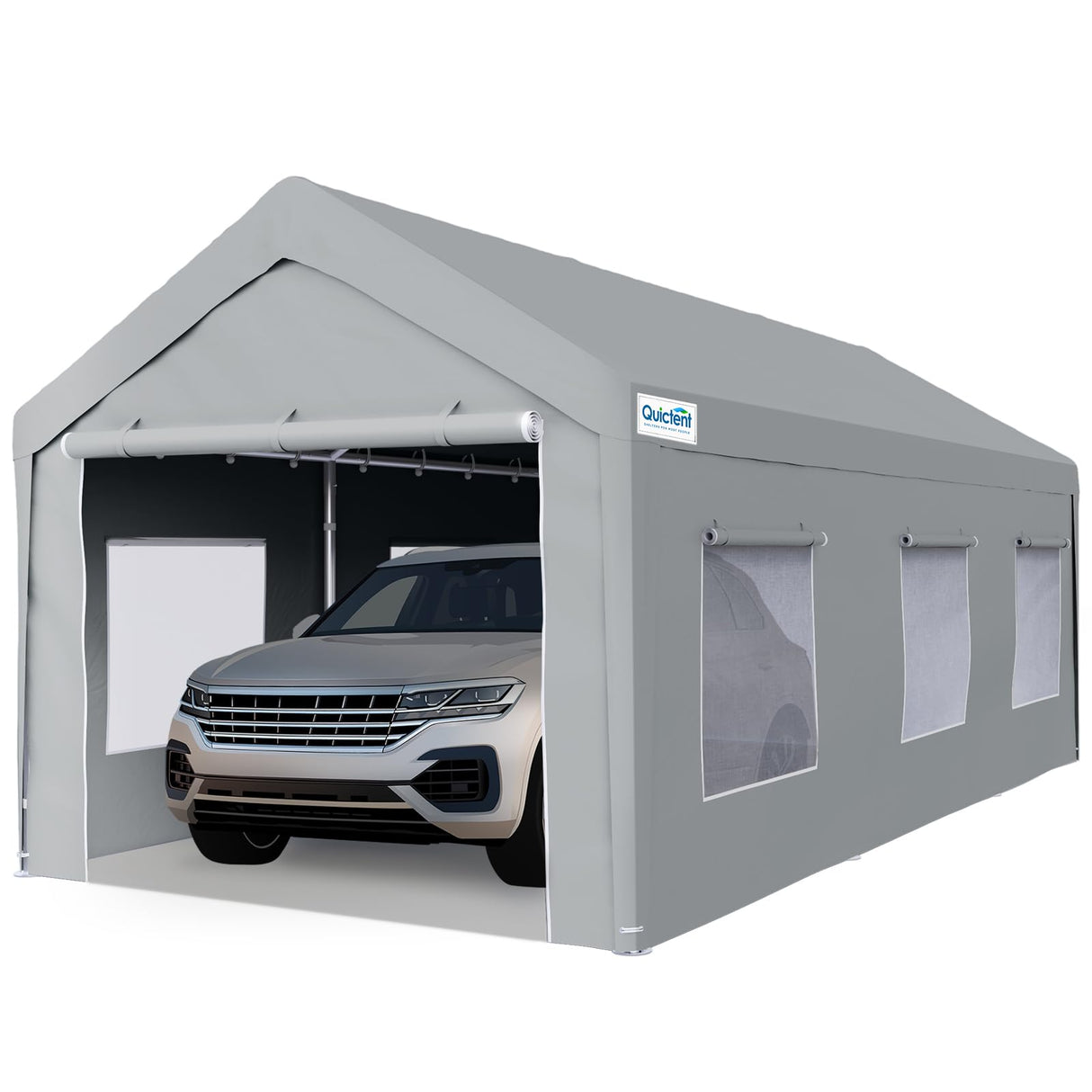 Quictent 12'x20' Carport with Roll-up Ventilated Windows, Heavy Duty Car Port Anti-Snow Car Canopy Carport Canopy Portable Garage Shelter Boat Quictent