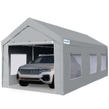 Quictent 12'x20' Carport with Roll-up Ventilated Windows, Heavy Duty Car Port Anti-Snow Car Canopy Carport Canopy Portable Garage Shelter Boat Quictent