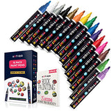 Paint pens for Rock Painting - Wood, Glass, Metal and Ceramic Works on Almost All Surfaces Set of 15 Vibrant Medium tip Oil Paint Marker Pens, Quick ARTIQO