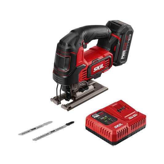 SKIL PWR CORE 20 Brushless 20V 1 Inch Stroke Jigsaw Includes 2.0Ah Lithium Battery with PWR ASSIST USB and PWR JUMP Charger - JS820202 - WoodArtSupply