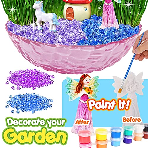 Catcrafter Fairy Garden Craft Kit for Kids - Unicorn Grow Light Terrarium Kit Plant Accessories Gardening Craft Set Arts and Crafts STEM Project - WoodArtSupply