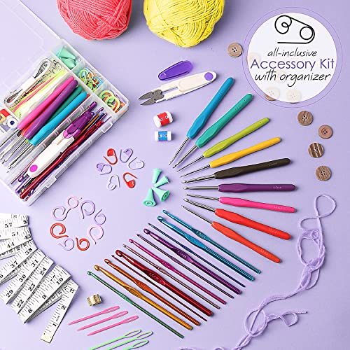 Hearth & Harbor Crochet Kit for Beginners Adults - Beginner Crochet Kit for Kids with Counting Crochet Hook Set Digital, Crochet Starter Kit for - WoodArtSupply