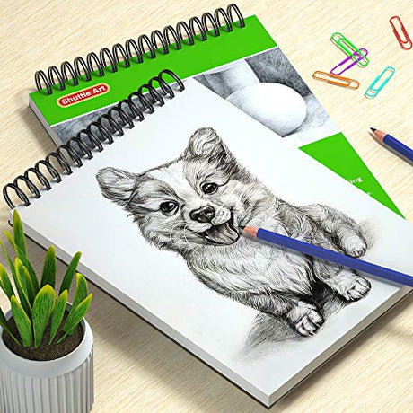 Shuttle Art Colored Pencils and Sketch Pad Bundle, Set of 180 Colored Pencils+ 160 Sheets Artist Sketch Books Shuttle Art