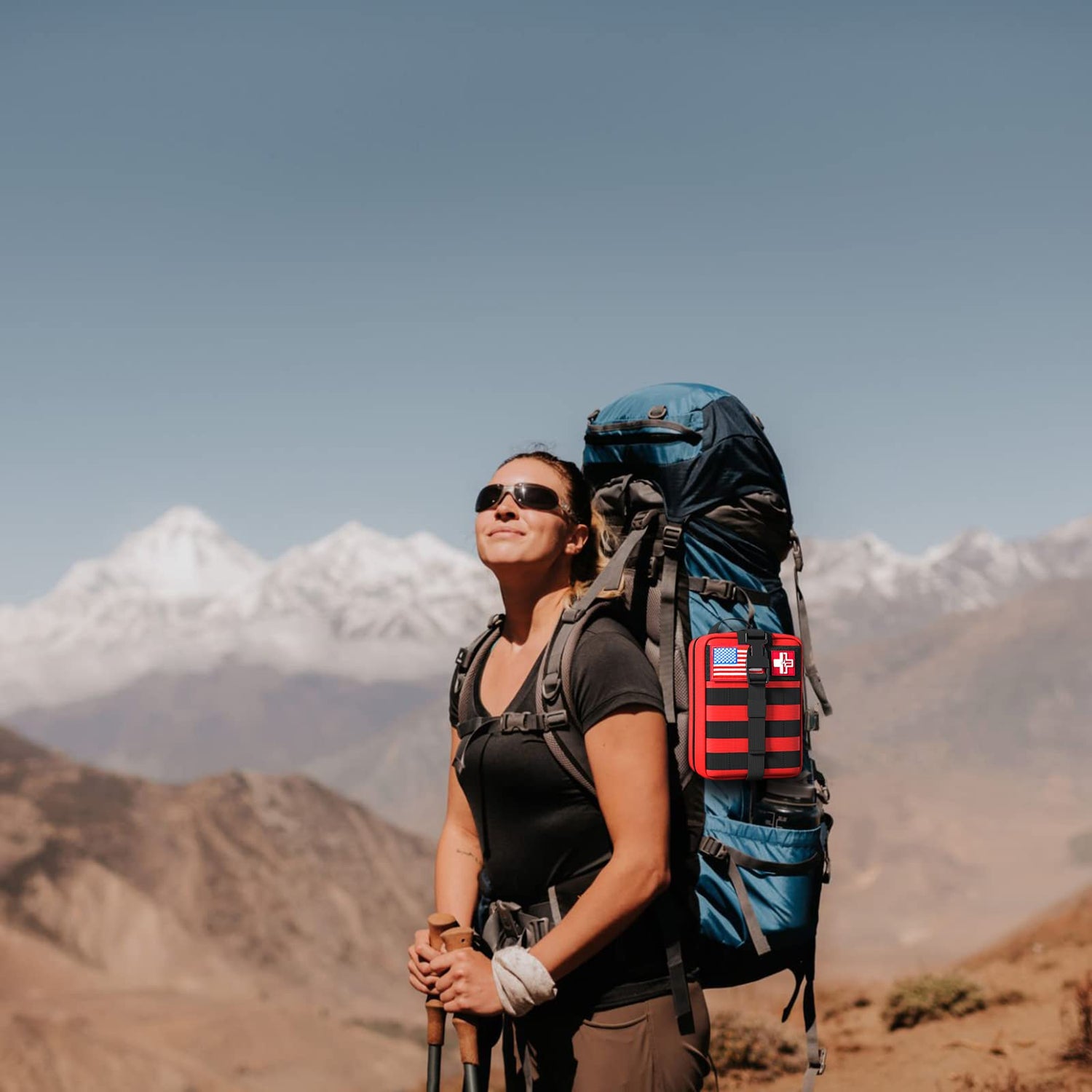 [2024 Upgrade] First Aid Kit,Survival Gear Outdoor Tactical Gear Set Military Grade Molle System for Camper Travel Hunting Hiking and Adventures（RED） Homestockplus