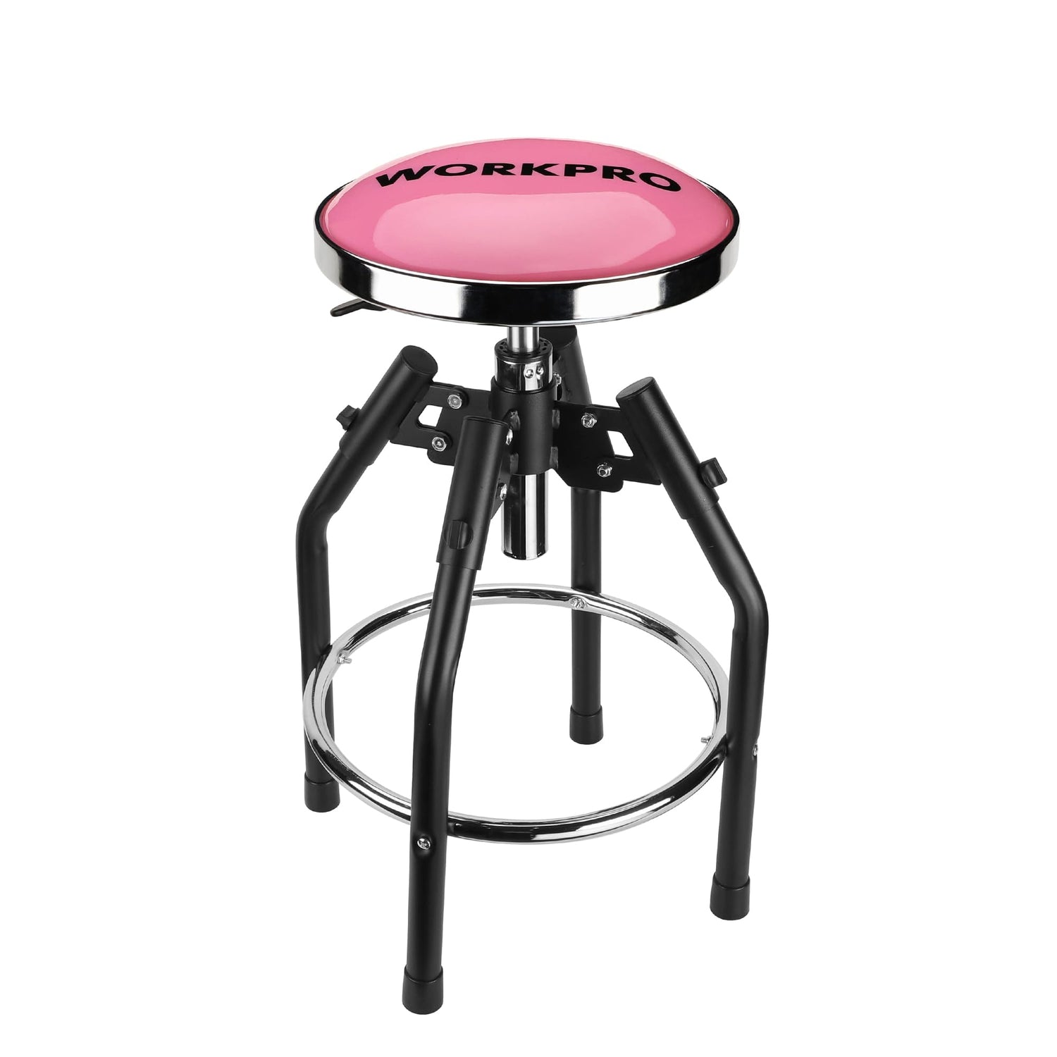 WORKPRO Heavy Duty Adjustable Hydraulic Shop Stool,Garage Bar Stool, 29in to 33. 86in, 330-Pound Capacity, Pink WORKPRO