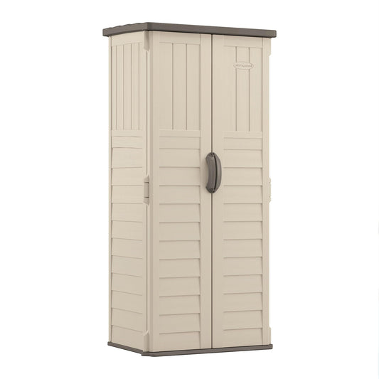 Suncast BMS1250 Vertical Shed with Floor - Vanilla - WoodArtSupply