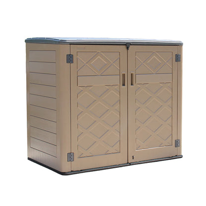 ADDOK Horizontal Large Outdoor Storage Sheds, Resin Patio Outdoor Storage Cabinet for Patio Furniture,Grill, Pool Toys and Gardening Tools. - WoodArtSupply