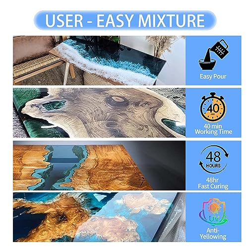 Deep Pour Epoxy Resin, 3 Gallon 2-4" Pour Depths Epoxy Resin Kit Crystal Clear High-Gloss No Bubble Self Leveling for DIY Molds Wood River Table Myqiuf