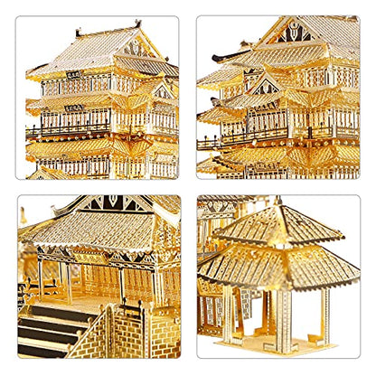 Piececool 3D Metal Puzzle for Adults, Tengwang Pavilion Metal Model Kit, Chinese Famous Architecture Building Kit DIY Craft Brain Teaser 3D Puzzles - WoodArtSupply